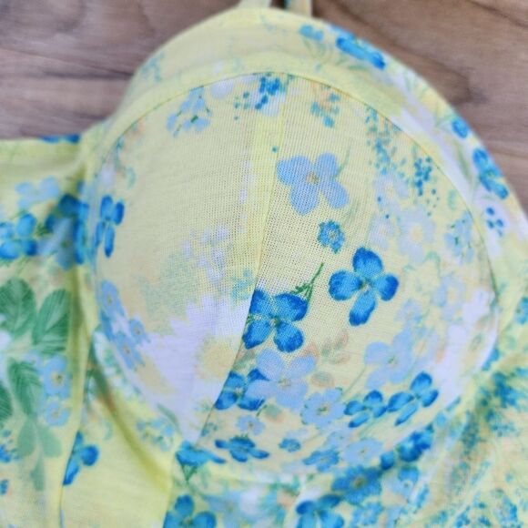 🔺️True Freedom Green, Blue, & Yellow Floral Alexandra Corset Top Large - Picture 5 of 12